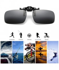 Square Fishing Use Sunglasses Eyewear Clip Style UV400 Polarized Riding&Hiking Day/Night Vision Glasses - Dark Green - CV199C...