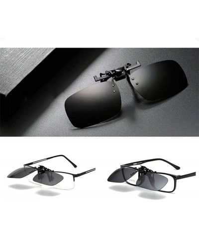 Square Fishing Use Sunglasses Eyewear Clip Style UV400 Polarized Riding&Hiking Day/Night Vision Glasses - Dark Green - CV199C...