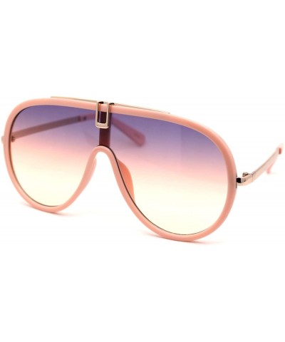 Shield Retro Shield Plastic Racer Fashion Sunglasses - Pink Purple Pink - CJ18XTTI35A $11.61