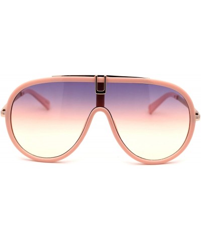 Shield Retro Shield Plastic Racer Fashion Sunglasses - Pink Purple Pink - CJ18XTTI35A $11.61