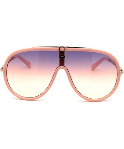 Shield Retro Shield Plastic Racer Fashion Sunglasses - Pink Purple Pink - CJ18XTTI35A $11.61