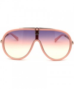 Shield Retro Shield Plastic Racer Fashion Sunglasses - Pink Purple Pink - CJ18XTTI35A $11.61