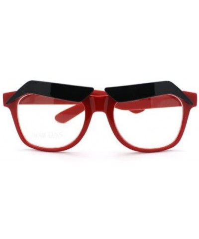 Wayfarer Funny Eyebrows Eyeglasses Clear Lens Novelty Cartoon Frame - Red - CY11EPLQJ0R $10.55