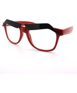 Wayfarer Funny Eyebrows Eyeglasses Clear Lens Novelty Cartoon Frame - Red - CY11EPLQJ0R $10.55