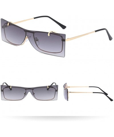 Square Flip Cover Sunglasses - Vintage Oversize Square Glasses with Metal Frame Retro Sun Glasses Flat Lens - A - CU196NAUTH0...