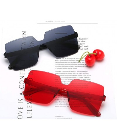 Rimless Heart Shaped Rimless Sunglasses Transparent Candy Color Frameless Resin Lens Glasses for Men and Women - Orange - CQ1...