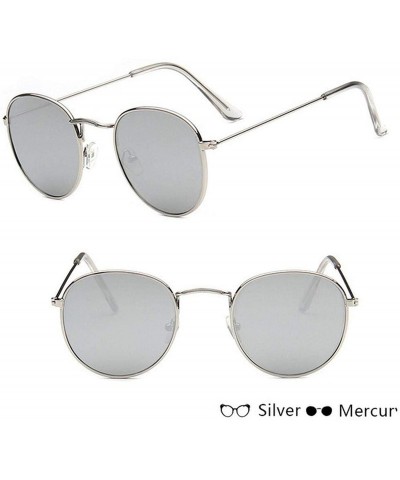 Round Classic Small Frame Round Sunglasses Women/Men Alloy Mirror Sun Glasses Vintage Modis Oculos - Silver Mercury - CO1984Z...