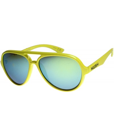 Aviator KUSH Mens Aviator Sunglasses With UV400 Protected Mirrored Lens - Yellow / Sun - CK122XJHV31 $12.60