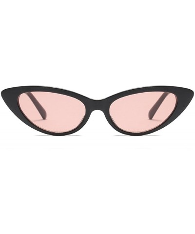 Cat Eye Cat Eye Small Sunglasses Small Narrow Oval Vintage Retro Mini eyewear - Black Pink - CZ18DTMEQ9H $12.71