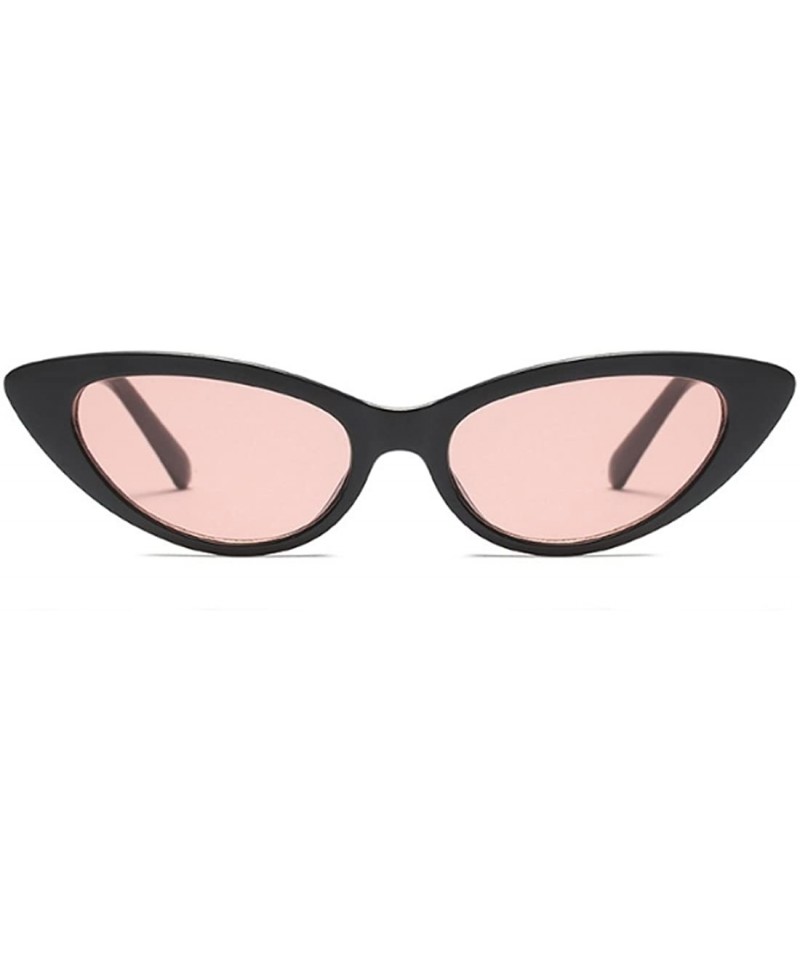 Cat Eye Cat Eye Small Sunglasses Small Narrow Oval Vintage Retro Mini eyewear - Black Pink - CZ18DTMEQ9H $12.71