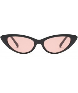 Cat Eye Cat Eye Small Sunglasses Small Narrow Oval Vintage Retro Mini eyewear - Black Pink - CZ18DTMEQ9H $12.71