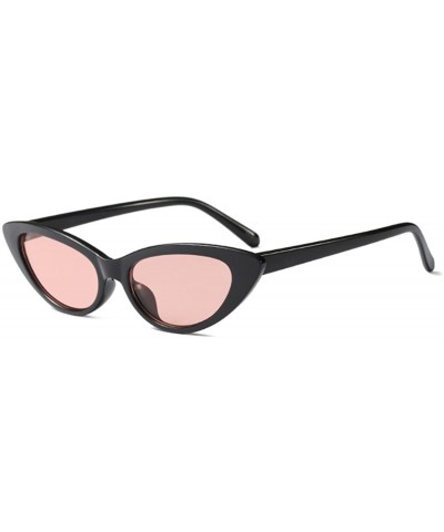 Cat Eye Cat Eye Small Sunglasses Small Narrow Oval Vintage Retro Mini eyewear - Black Pink - CZ18DTMEQ9H $12.71