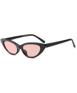 Cat Eye Cat Eye Small Sunglasses Small Narrow Oval Vintage Retro Mini eyewear - Black Pink - CZ18DTMEQ9H $12.71