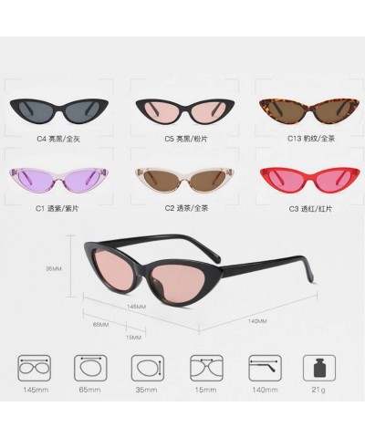 Cat Eye Cat Eye Small Sunglasses Small Narrow Oval Vintage Retro Mini eyewear - Black Pink - CZ18DTMEQ9H $12.71