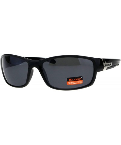 Oval Xloop Sunglasses Mens Oval Rectangular Wrap Around Frame UV 400 - Black (Black) - CG18H8HU2HR $19.90