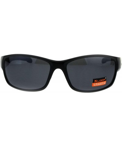 Oval Xloop Sunglasses Mens Oval Rectangular Wrap Around Frame UV 400 - Black (Black) - CG18H8HU2HR $8.60