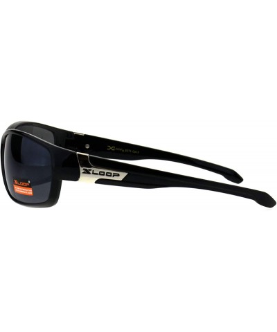 Oval Xloop Sunglasses Mens Oval Rectangular Wrap Around Frame UV 400 - Black (Black) - CG18H8HU2HR $8.60