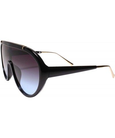 Oversized Oversized Modern Retro Shield Luxury Designer Fashion Sunglasses - Blue - CG195D60O7A $25.77