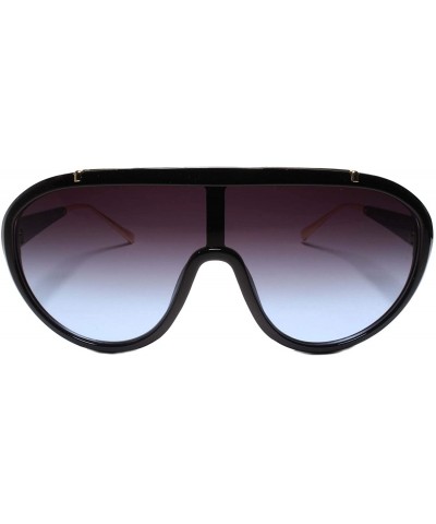 Oversized Oversized Modern Retro Shield Luxury Designer Fashion Sunglasses - Blue - CG195D60O7A $26.09
