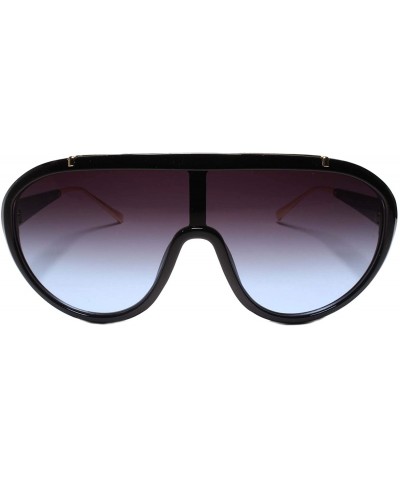 Oversized Oversized Modern Retro Shield Luxury Designer Fashion Sunglasses - Blue - CG195D60O7A $15.09