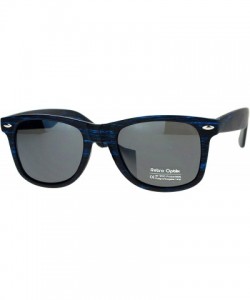 Square Matted Wood Print Sunglasses Classic Square Horn Rim Fashion - Blue - C6180GDX7DA $10.11