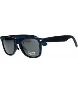 Square Matted Wood Print Sunglasses Classic Square Horn Rim Fashion - Blue - C6180GDX7DA $10.11