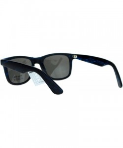 Square Matted Wood Print Sunglasses Classic Square Horn Rim Fashion - Blue - C6180GDX7DA $10.11