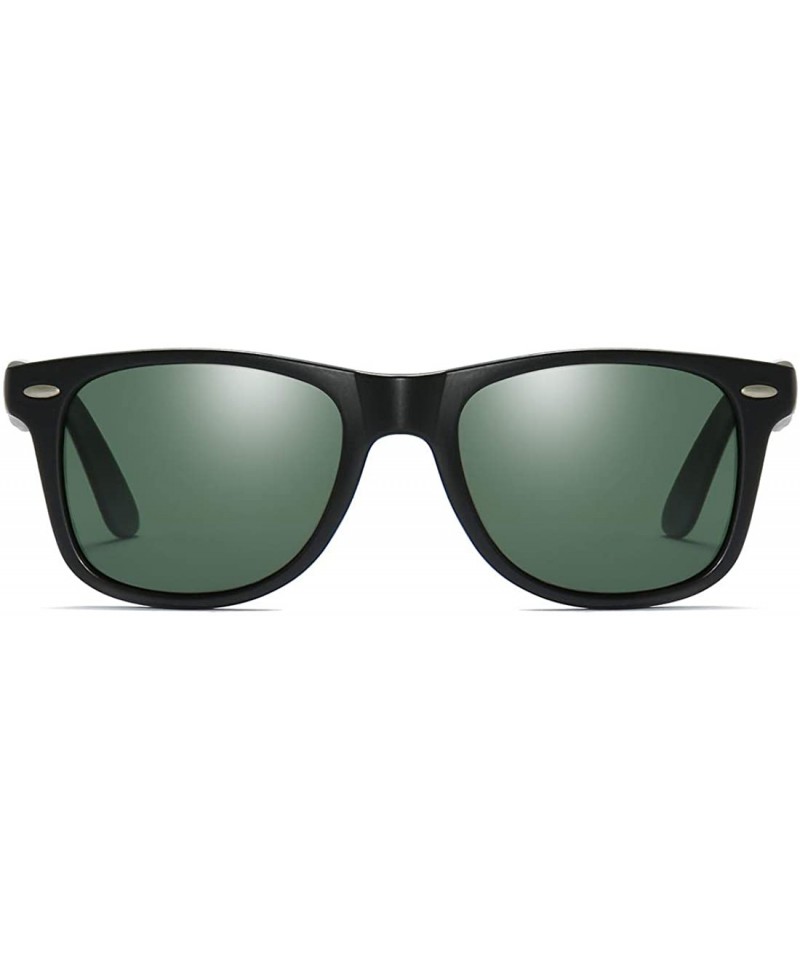 Wayfarer Vintage Retro HD Polarized Classic Sunglasses Tac Lens - Matte Black Frame-dark Green Lens - CC18LL8X439 $10.50