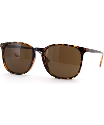 Rectangular Womens Boyfriend Style Thin Horn Rim Keyhole Sunglasses - Tortoise Brown - C318U0K8CGL $8.06