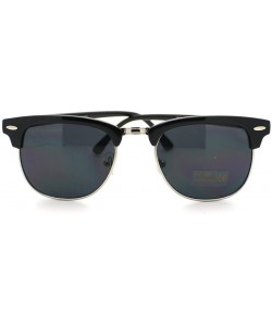 Semi-rimless Classic Half Frame Vintage Retro Classic Sunglasses Horned Rim - Black-silver - CZ11EYYRH5L $8.15