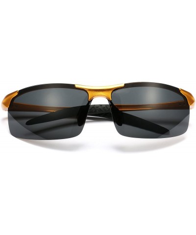 Sport Polarized Sports Sunglasses for Men Durable Frame 100% UV Protection - Gold Frame/Grey Lens - C418H30Z4XE $23.58
