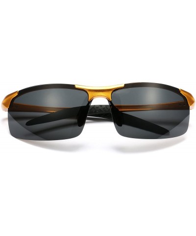 Sport Polarized Sports Sunglasses for Men Durable Frame 100% UV Protection - Gold Frame/Grey Lens - C418H30Z4XE $9.49