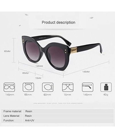 Goggle Women Round Sunglasses-Classic Black Large Frame Outdoor Glasses UV400 - C2 - CJ18D4IDGXD $10.28