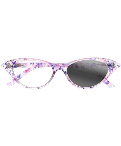 Cat Eye New Women Luxury Rhinestone Cat Eye Transition Photochromic Reading Glasses - Purple - CZ18HU23NTH $17.12