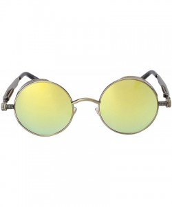 Round Steampunk Retro Gothic Vintage Colored Metal Round Circle Frame Sunglasses Colored Lens - C0186TEAZQL $10.17