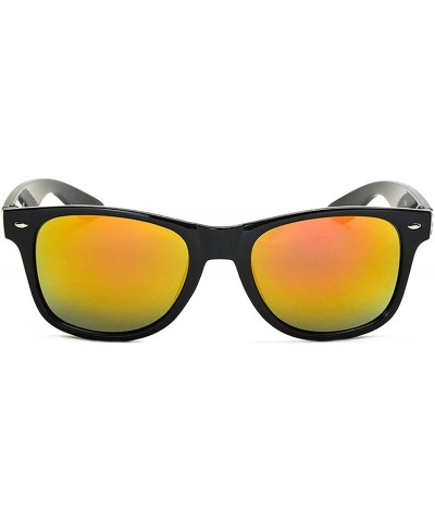 Wayfarer Women Men Sunglasses Black Horn Rimmed Yellow Mirror Lens MJ8841SFRV - CF11E6J9MZ7 $7.39