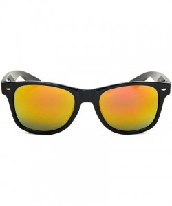Wayfarer Women Men Sunglasses Black Horn Rimmed Yellow Mirror Lens MJ8841SFRV - CF11E6J9MZ7 $7.39
