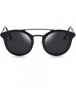 Rectangular Vintage Polarized Sunglasses Round UV Protection for Men Women - Black - CX18W7QH0DW $18.99