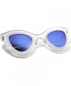 Cat Eye Womens High Fashion Two-Toned Mirrored Cat Eye Sunglasses 42mm - Clear-white / Blue Mirror - CQ12J18F07L $20.78