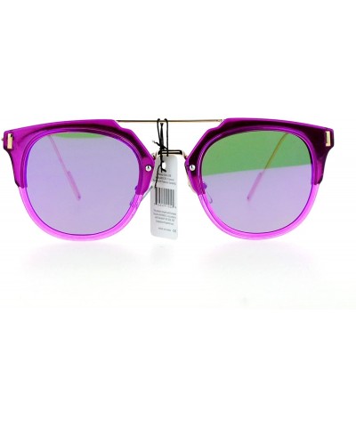 Wayfarer Womens Designer Fashion Sunglasses Flat Top Bar Flat Mirror Lens Frame - Purple Gold - CK1882YSLDO $10.24