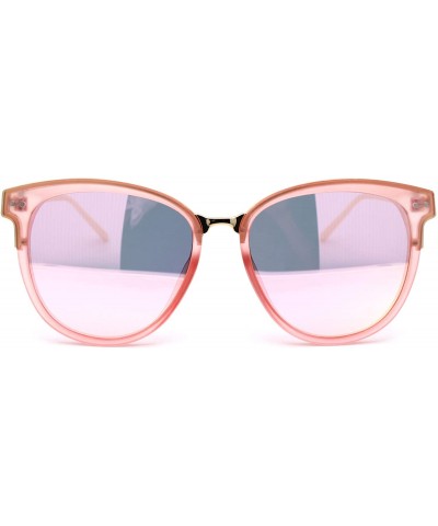 Oversized Womens Oversize Round Horn Rim Chic Fashion Sunglasses - Pink Pink Mirror - CR192WXUS3K $24.72