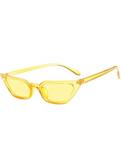 Oval Vintage Sharp Corner Sunglasses for Men metal Resin UV 400 Protection Sunglasses - Yellow - CN18SAT8OM8 $12.59