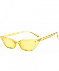 Oval Vintage Sharp Corner Sunglasses for Men metal Resin UV 400 Protection Sunglasses - Yellow - CN18SAT8OM8 $12.59