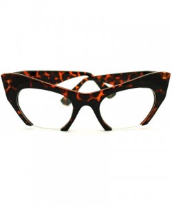 Semi-rimless Semi Rimless Cut Off Bottom Razor Clear Lens Cat Eye Glasses - Brown - C212H8V8IGN $7.58