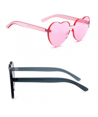 Aviator Rimless Sunglasses Heart Transparent One Piece Colorful Glasses - (2 Packs) Gray+pink - CR193RQE9QG $28.93
