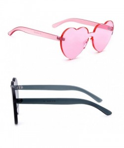 Aviator Rimless Sunglasses Heart Transparent One Piece Colorful Glasses - (2 Packs) Gray+pink - CR193RQE9QG $12.90