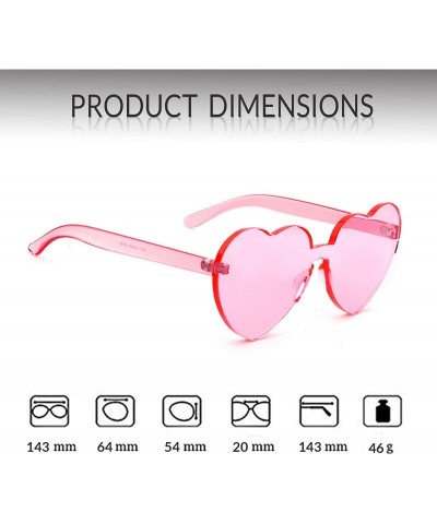 Aviator Rimless Sunglasses Heart Transparent One Piece Colorful Glasses - (2 Packs) Gray+pink - CR193RQE9QG $28.93