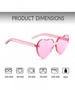 Aviator Rimless Sunglasses Heart Transparent One Piece Colorful Glasses - (2 Packs) Gray+pink - CR193RQE9QG $12.90