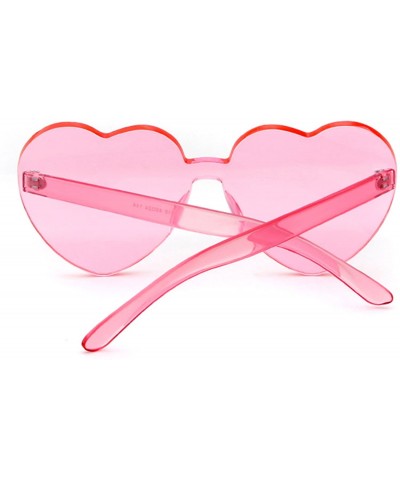 Aviator Rimless Sunglasses Heart Transparent One Piece Colorful Glasses - (2 Packs) Gray+pink - CR193RQE9QG $12.90