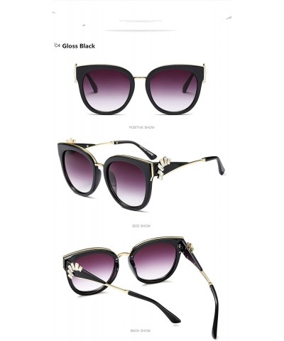 Oversized Designer Crystal Diamond Women Sunglasses Rhinestone Oversized Fashion - Gloss Black - CJ188UH44KD $12.09